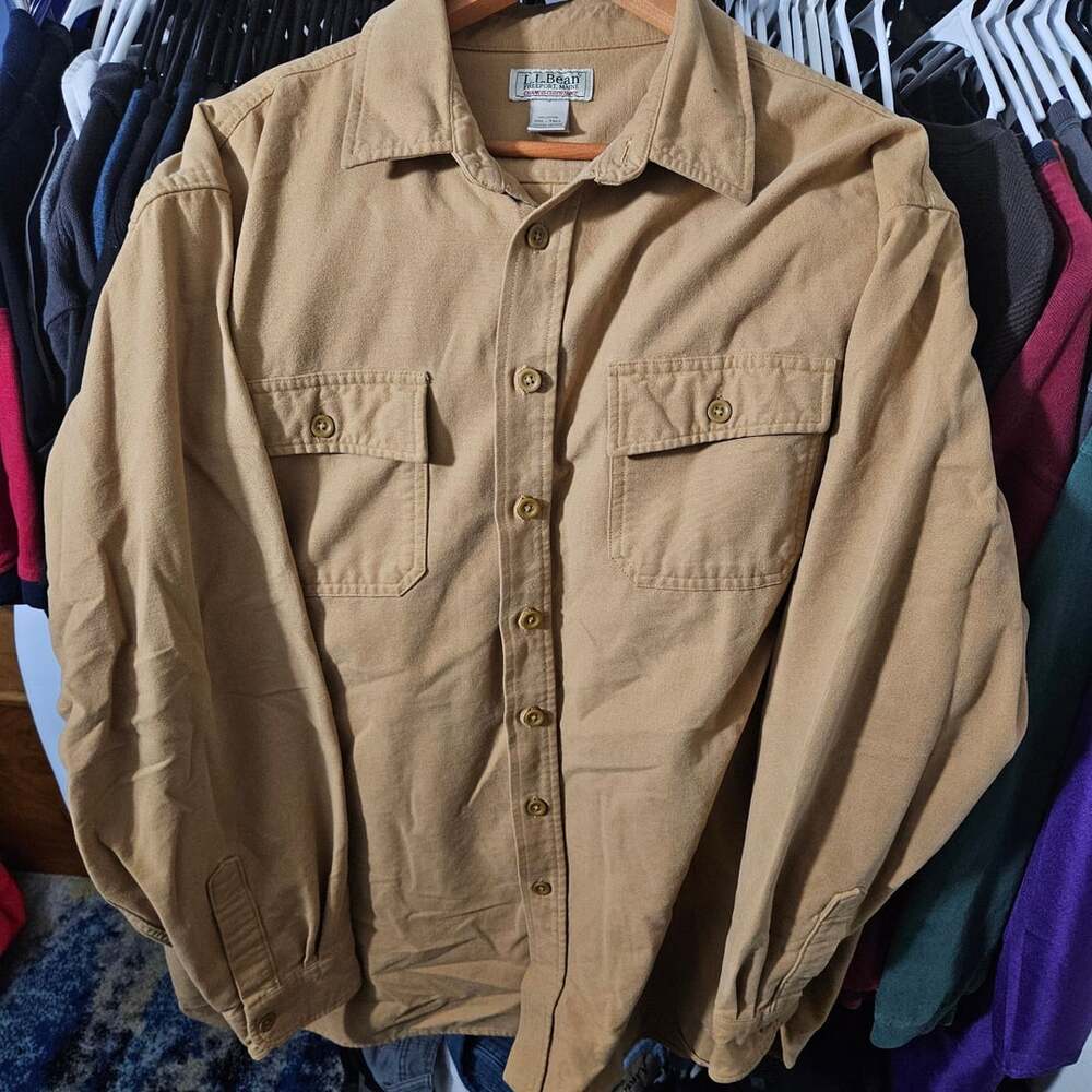 L.L.Bean Chamois Cloth Shirt Size XXL-Tall Brown Cotton